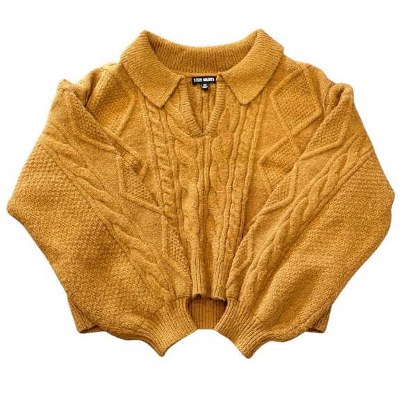 Steve Madden Sweaters - Steve Madden Women’s Knit Mustard Yellow Color Crop Sweater with Collar Size M